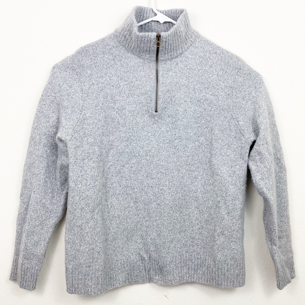 J. Crew Gray Merino‎ Wool 1/4 ZIP Pullover Sweater